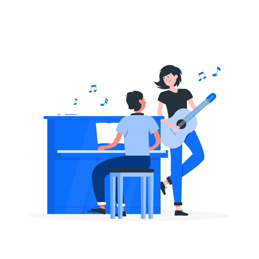 Music student with instrument